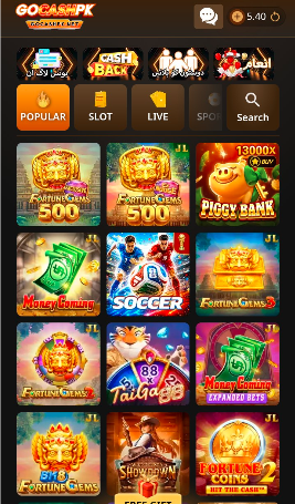 Dashboard of GOCASHPK Game.