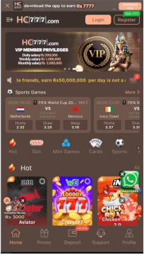 Dashboard of Hc777 Game.