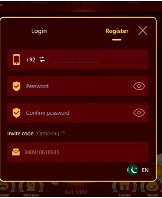 Login page in M19 Game.