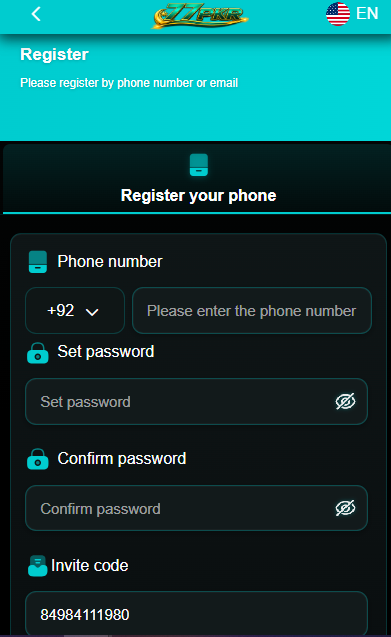 Login Page of 77PKR Game